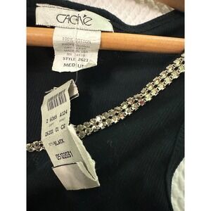 Cache Rhinestone Embellished Black Tank‎ Top Women's Medium Cotton NWT